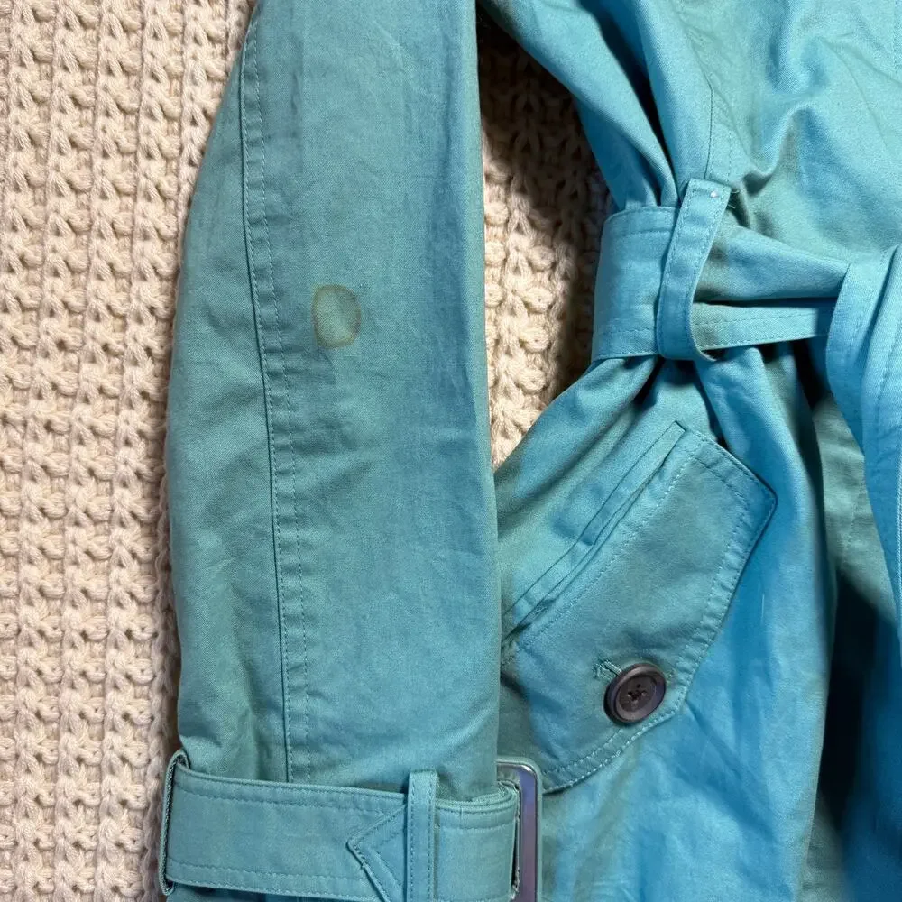 LC Lauren Conrad Seafoam Green Trench Coat Floral Lining Size 4 - Picture 10 of 14